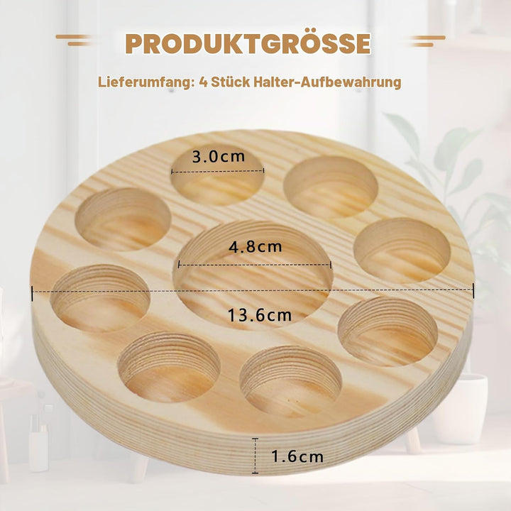 Honicemar 9 Loch Hölzern für Ätherisches Öl Display Ständer, Aromatherapie Öle Organizer – 4 Stück Ä
