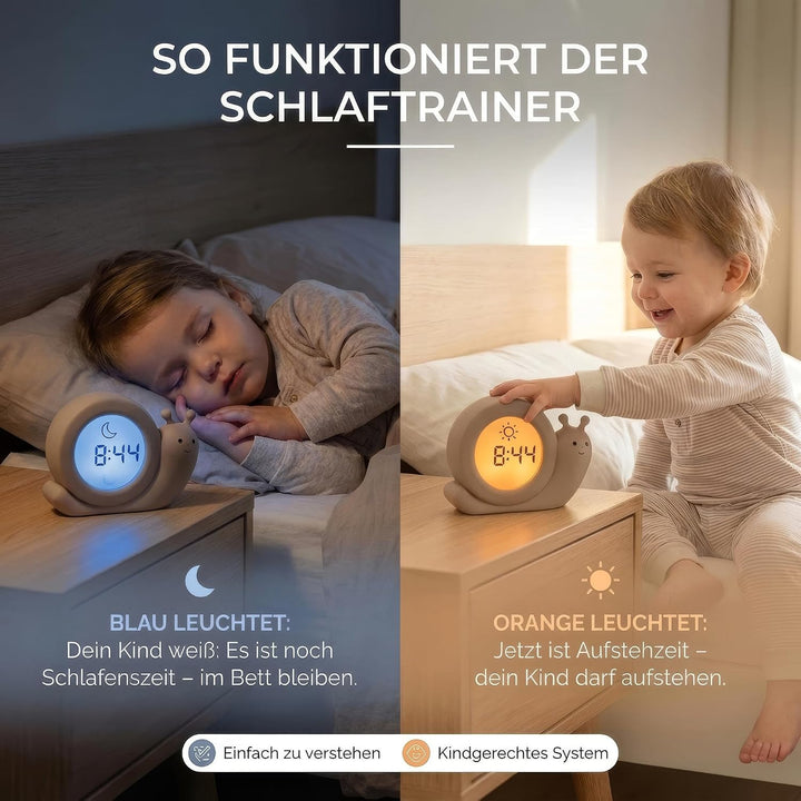 Alecto BC110BE Simon - Pädagogischer Wecker Kinder - Schlaftrainer Kinder - Nachtlicht - Lernen von