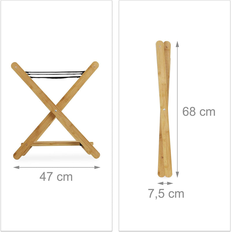 Relaxdays Kofferständer Bambus, klappbar, für Koffer & Reisetaschen, 2 Ablagen, Gepäckablage, HBT 53