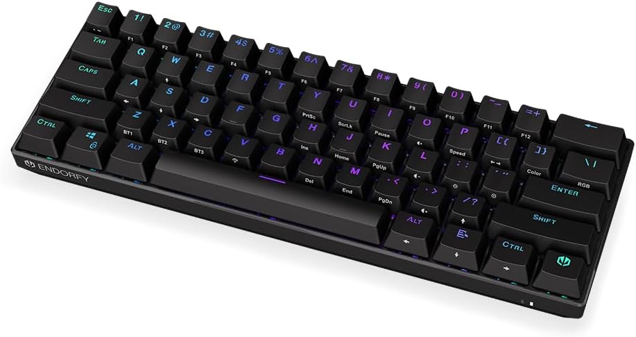 ENDORFY Thock Compact Wireless Red, Compact 60% Mechanical Keyboard, Wireless Modes, Hot-swappable S