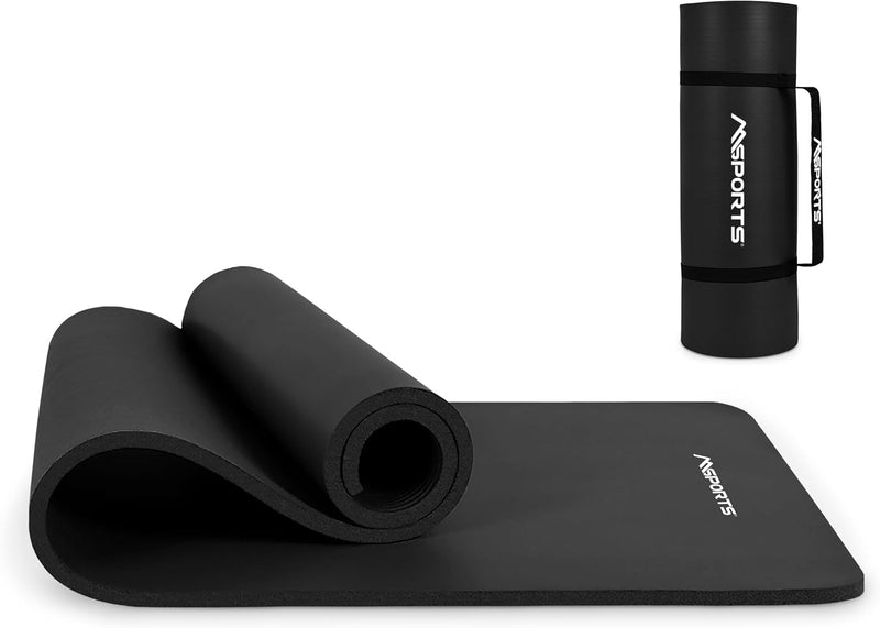 MSPORTS Gymnastikmatte Premium inkl. Tragegurt + Übungsposter + Workout App I Hautfreundliche Fitnes