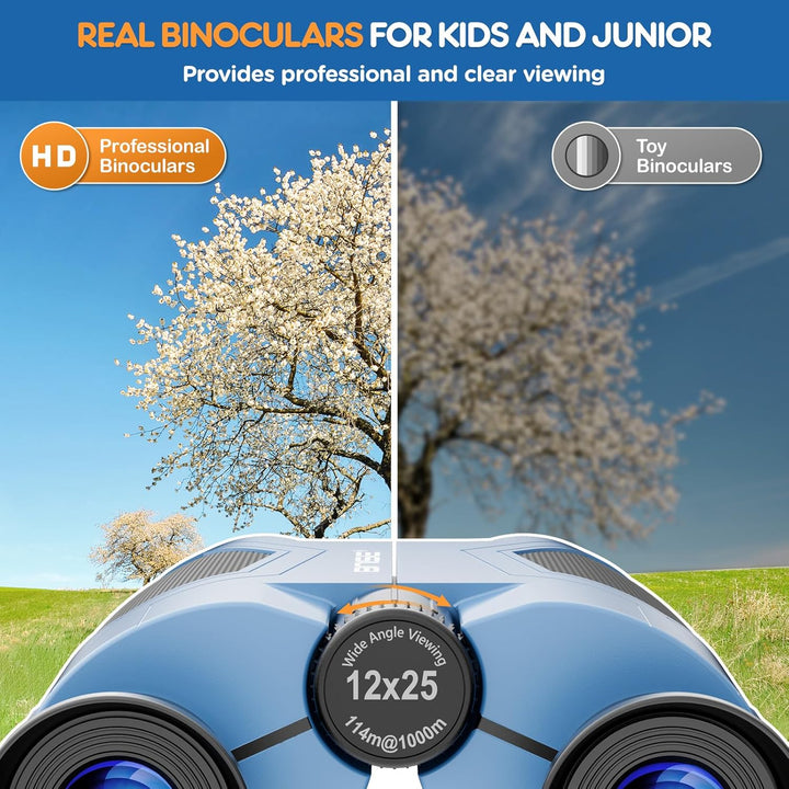 BNISE Fernglas für Erwachsene und Kinder, 10 x 25 cm, kompaktes kleines Fernglas für Junior, echte O