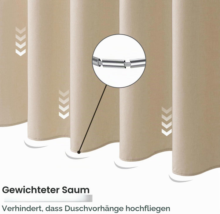 MIULEE Leinen Texturiert Duschvorhang 240x200 cm Hellbeige, Schwerer Hotel Luxus Polyester Wasserdic