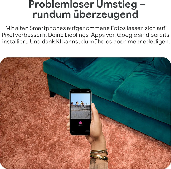 Google Pixel 9 mit 45-W-USB-C-Ladegerät – Android-Smartphone mit Gemini ohne SIM-Lock, erweiterte Ka