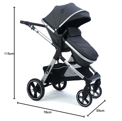 Pixini Kinderwagen Nelio 3in1 Kombikinderwagen, inkl. Babywanne & Buggy & Auto-Babyschale & Wickelta