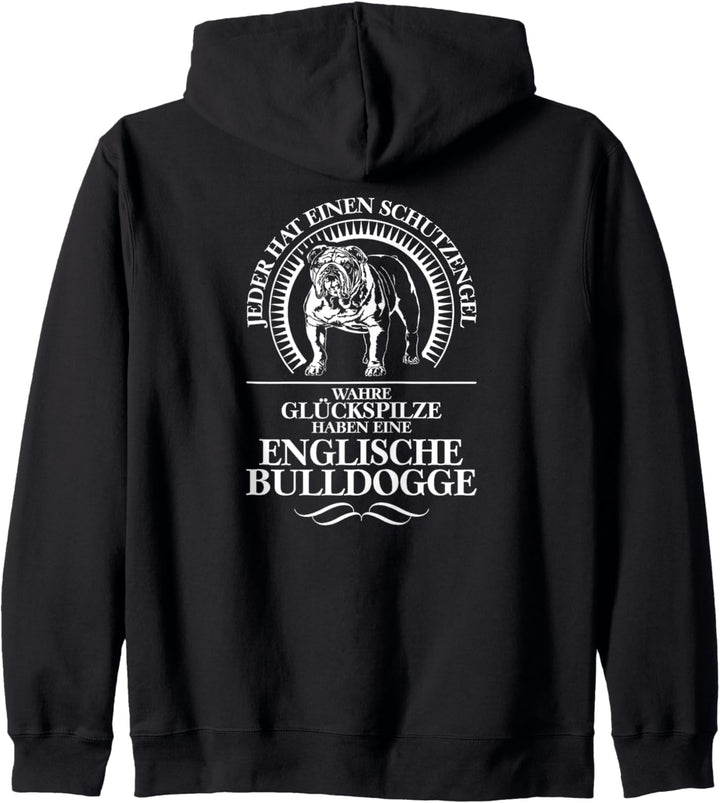 Englische Bulldogge Schutzengel Hund Hunde Hundespruch Kapuzenjacke