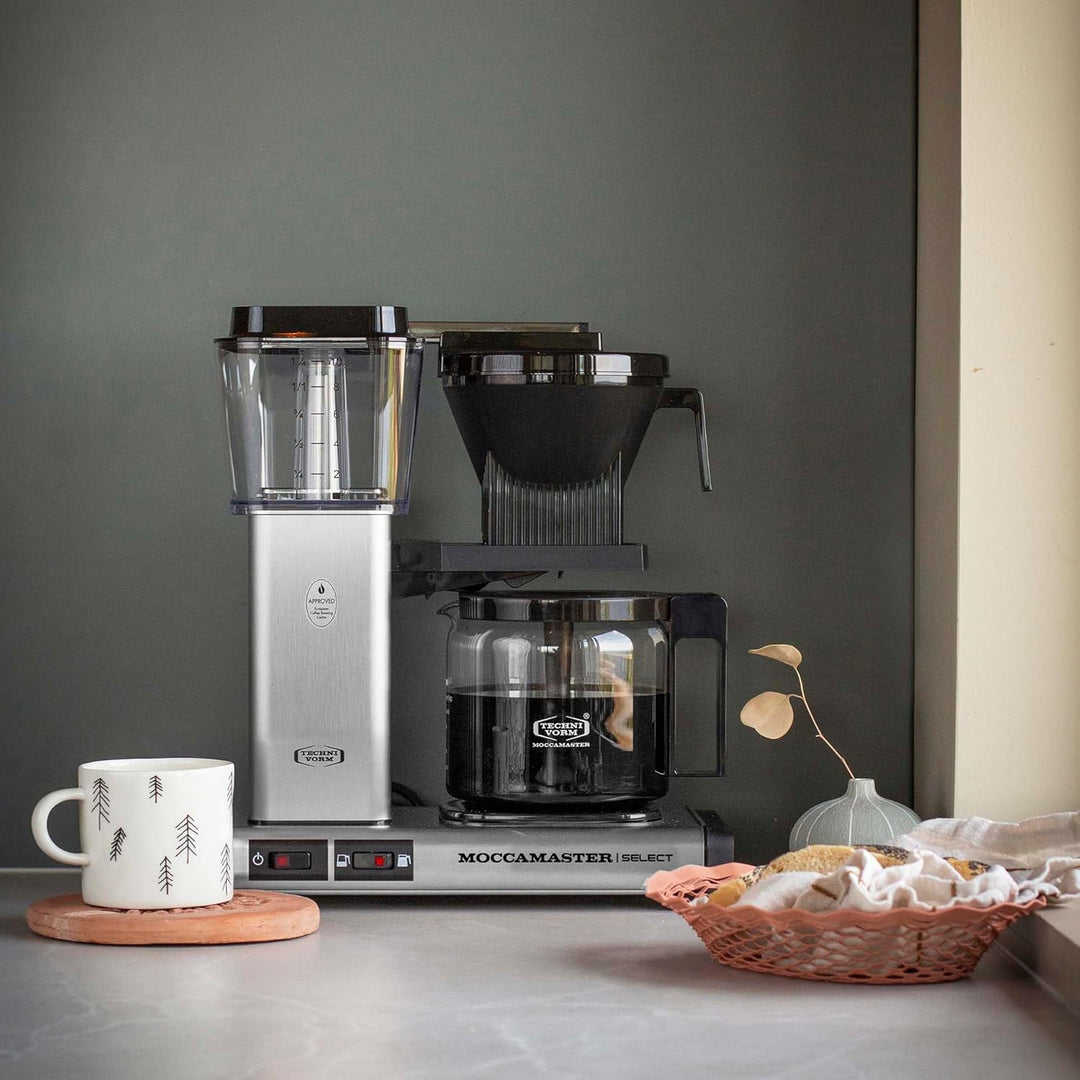Moccamaster KBG Select, Filter Kaffee Maschische, Kaffeekanne Glas, Farbe Gebürstet, 1.25 Liter Brus