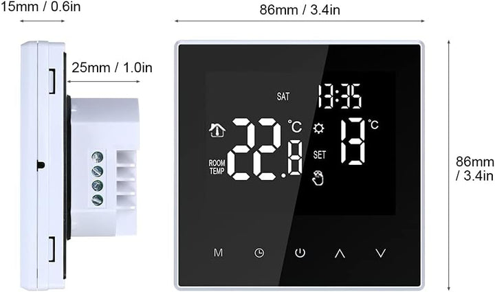 Irishom Smart Thermostat Digitaler Raumthermostat Fussbodenheizung Programmierbar 16A LCD Touchscree