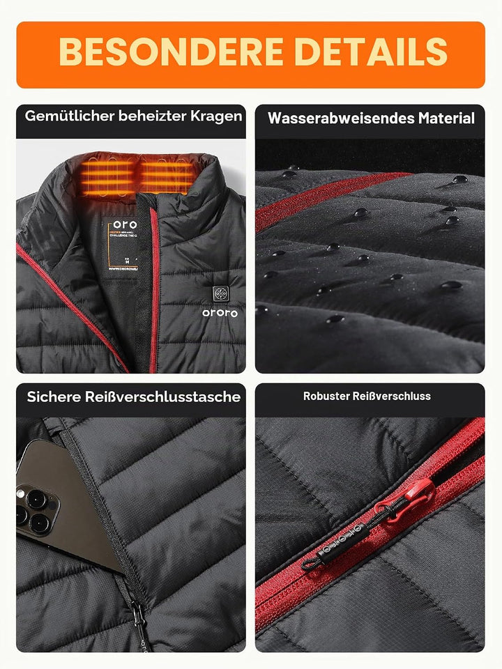 ORORO Beheizbare Weste Damen Mit Akku Leichte Beheizte Damenweste XS Neutral Schwarz, XS, Neutral Sc