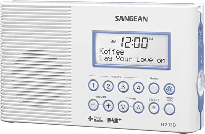 Sangean H-203D H-203 Tragbares Radio | Wasserdichtes DAB + und UKW-Radio | Digitale badradio | Mit T