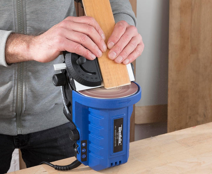 Westfalia Tellerschleifer 140 Watt - Gehrungswinkel - Schleifmaschine für Holz, Stahl, Metalle, Kuns