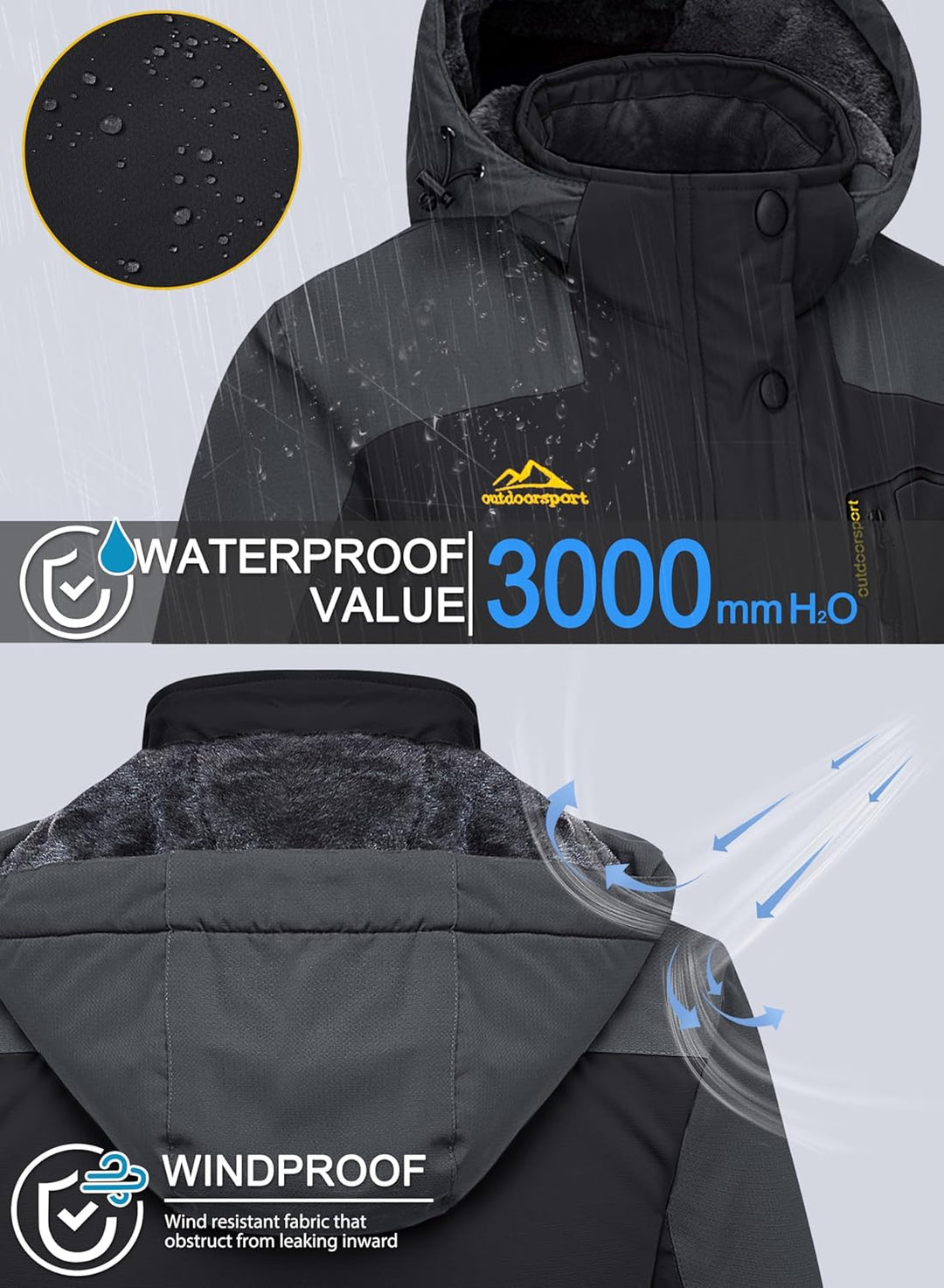 MAGCOMSEN Winterjacke Damen Softshell Funktionsjacke Wasserabweisende Outdoor Ski Jacke Fleece Windd
