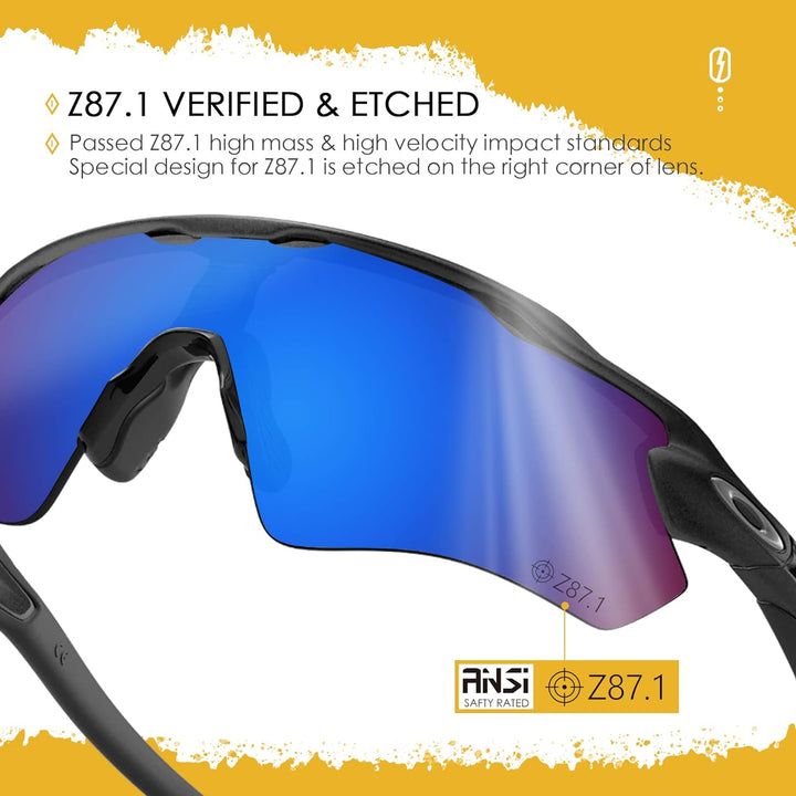 AOZAN ANSI Z87.1 Ersatzgläser kompatibel mit Oakley Half Jacket 2.0 OO9144 Sonnenbrille Capriblau Po