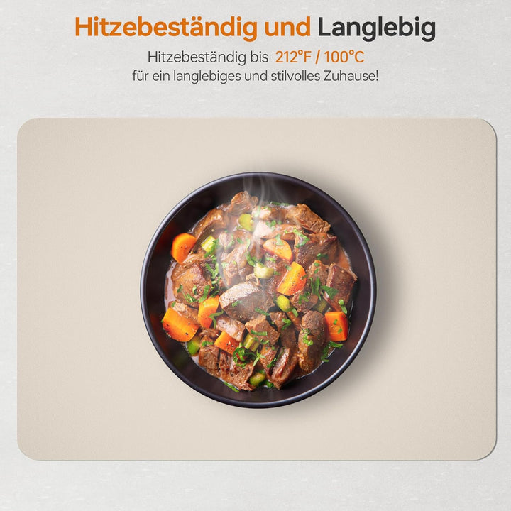 IKWOLETI Tischsets Abwaschbar mit Untersetzer - 6er Set Platzsets Abwaschbar aus Kunstleder - Doppel
