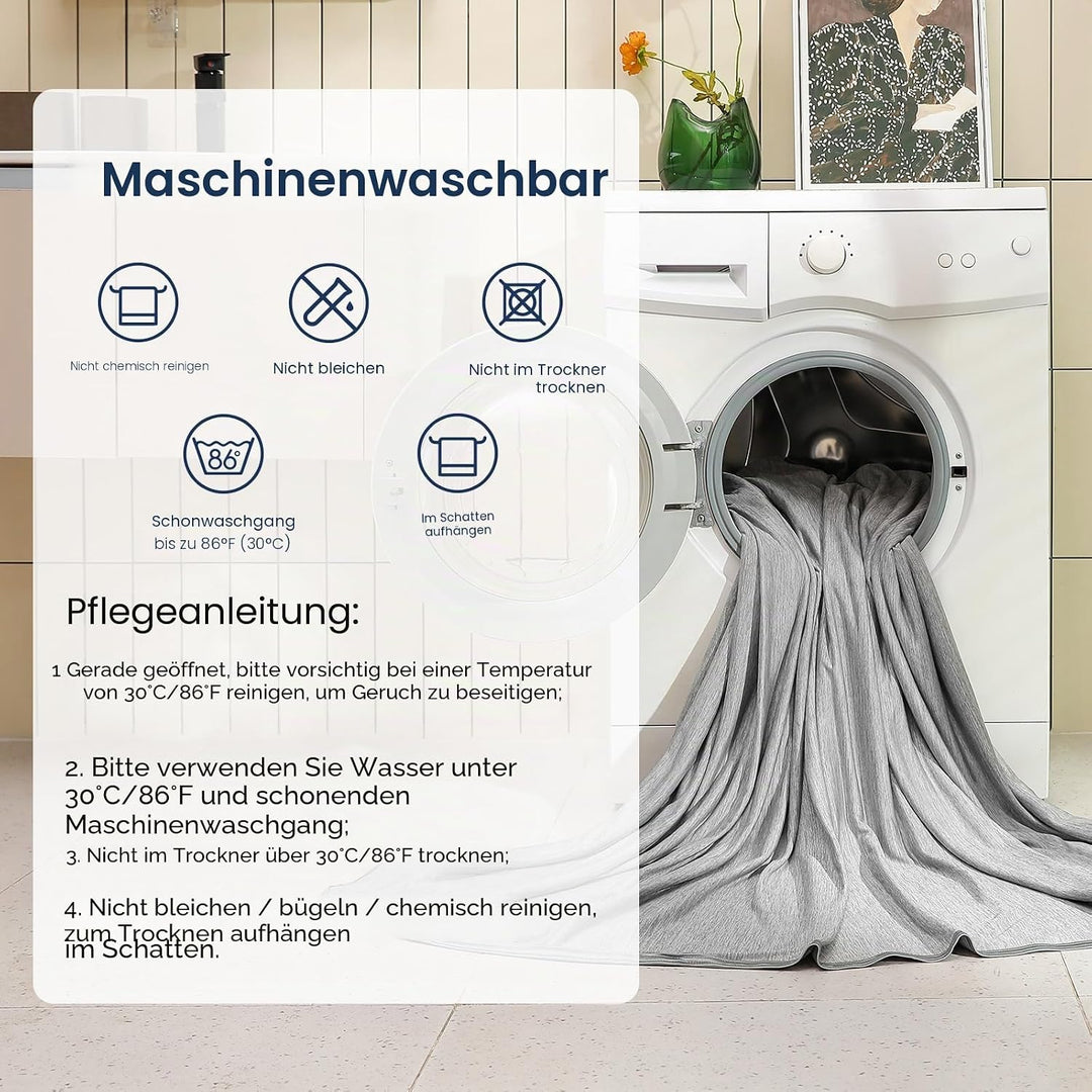 Kühldecke gegen Nachtschweiss, Sommerdecke Kühlwurf für Heiss schlafende Personen, Q-Max > 0,45 Kühl