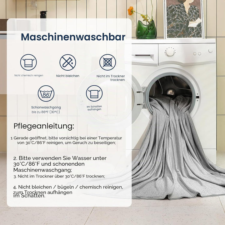 Kühldecke gegen Nachtschweiss, Sommerdecke Kühlwurf für Heiss schlafende Personen, Q-Max > 0,45 Kühl