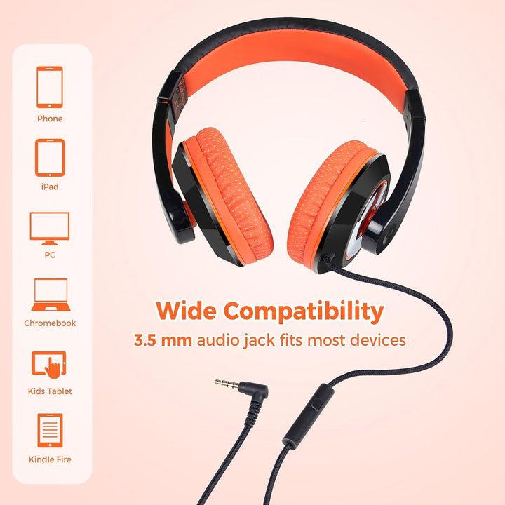 RockPapa Comfort+ Kinder Kopfhörer für Schule Jungen, Kopfhörer Kinder mit Kabel, Faltbar, 3,5 mm Ja