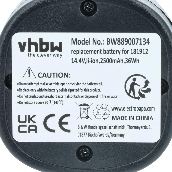 vhbw Akku kompatibel mit Kerbl 181891, PowerCut, FarmClipper 2, 181881 Schermaschine (2500 mAh, 14,4