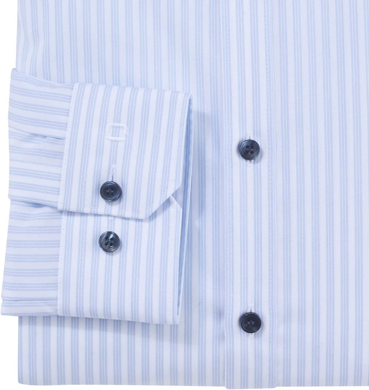 OLYMP Herren Businesshemd Langarm No. Six,Gestreift,super Slim,Stehkragen 42 Bleu 11, 42 Bleu 11