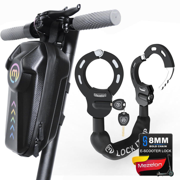 Mezelon E Scooter Schloss | 8mm Kette Handschellenschloss für Elektroscooter | Ideal für Xiaomi, Seg