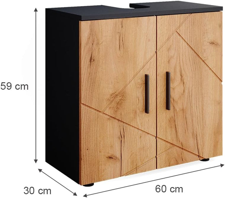 Vicco Waschbeckenunterschrank Irma, Anthrazit/Eiche, 60 x 59 cm Anthrazit Waschbeckenunterschrank 60