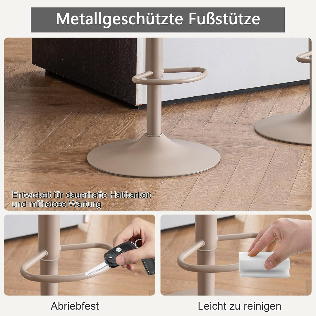 YOUTASTE 1er Barhocker, Drehbar Barstuhl mit Lehne, Höhenverstellbar aus PU-Leder, 360° Drehstuhl, M