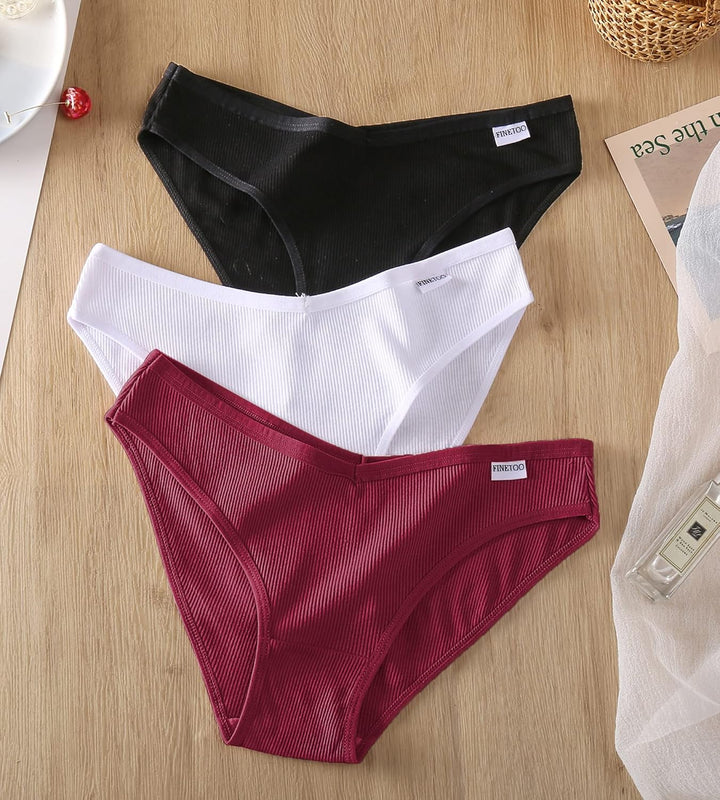 FINETOO 5er Pack Slip Damen Baumwoll Unterwäsche Frauen Set Brasilien Slips Sport Hipster Brazilian