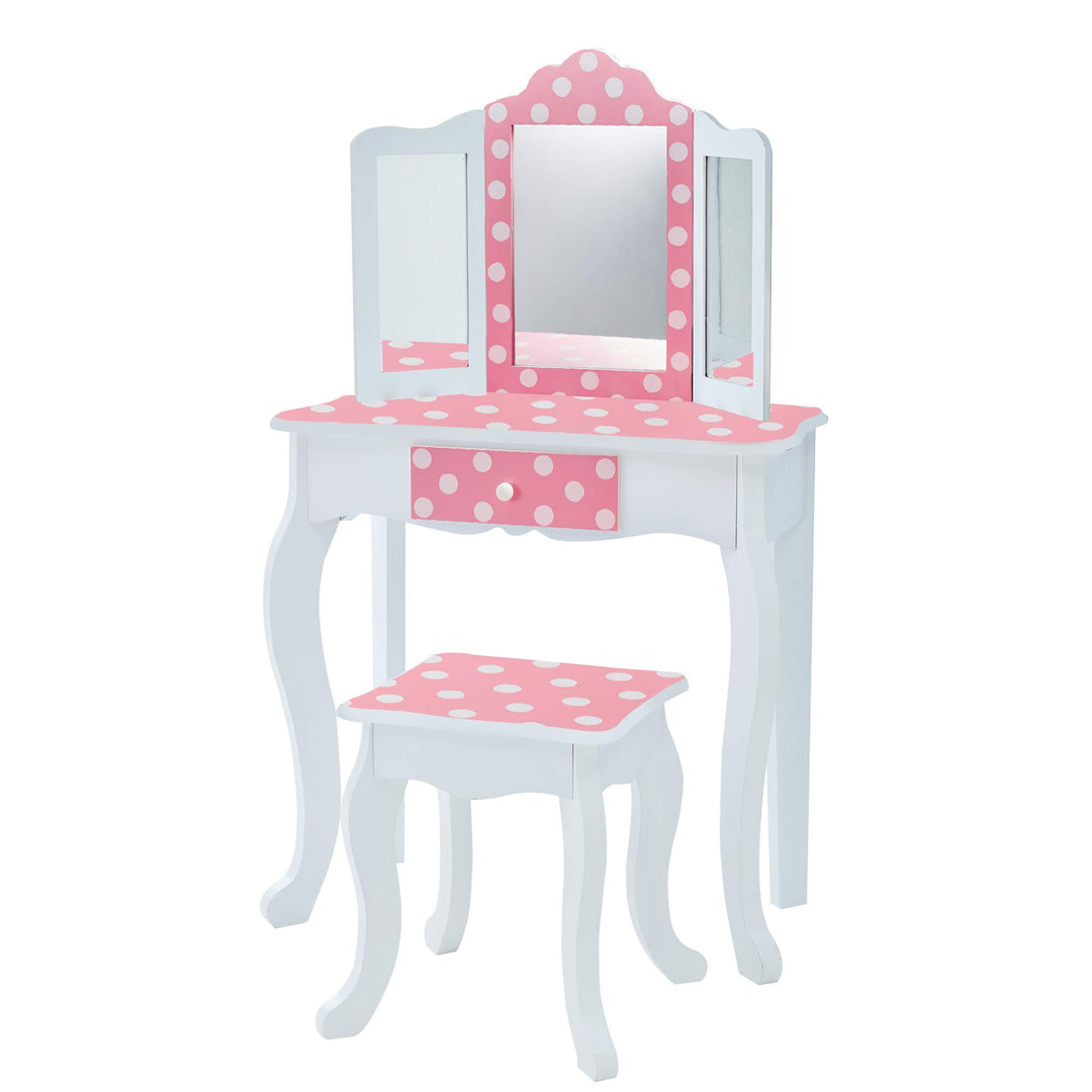 Teamson Kids Kinder Schminktisch mit Spiegel und Hocker Frisiertisch TD-11670F, TD-11670F