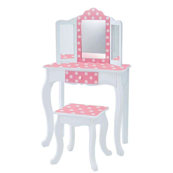 Teamson Kids Kinder Schminktisch mit Spiegel und Hocker Frisiertisch TD-11670F, TD-11670F