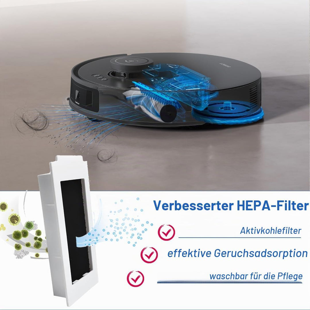 Ersatzteile Set für ECOVACS DEEBOT T30S / T30S PRO, Zubehör mit 1 Hauptbürste, 4 Staubbeutel, 6 Wisc