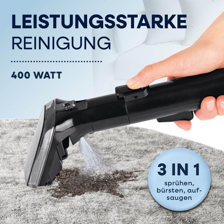 CLEANmaxx Pro Polsterreiniger Gerät 400W | kraftvoller Waschsauger mit Selbstreinigungsfunktion & 2