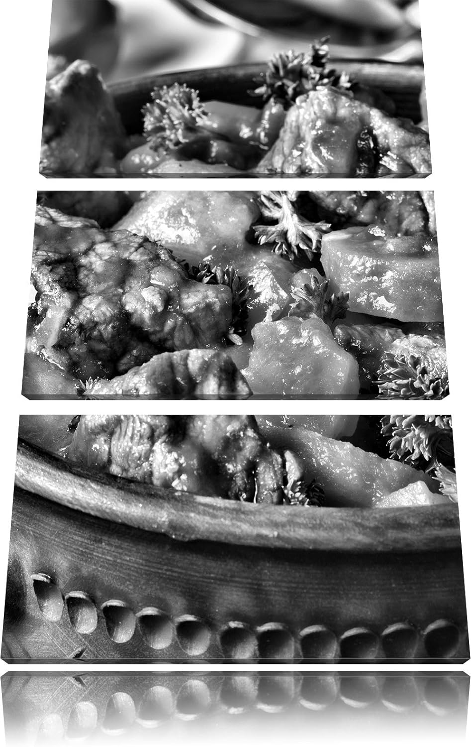 Pixxprint Monocrome, Appetitlicher Bauerntopf 3-Teiler Leinwandbild 120x80 Bild auf Leinwand