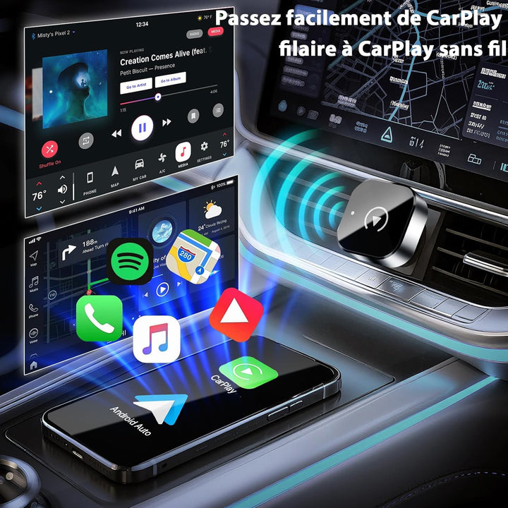2026 Upgrade 2-in-1 Mini Kabelloser CarPlay Adapter, Plug & Play Kabelloser Android Auto Dongle, Aut