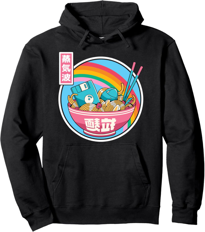 Digitale Ramenschale im japanischen Stil, Pastellfarben Pullover Hoodie