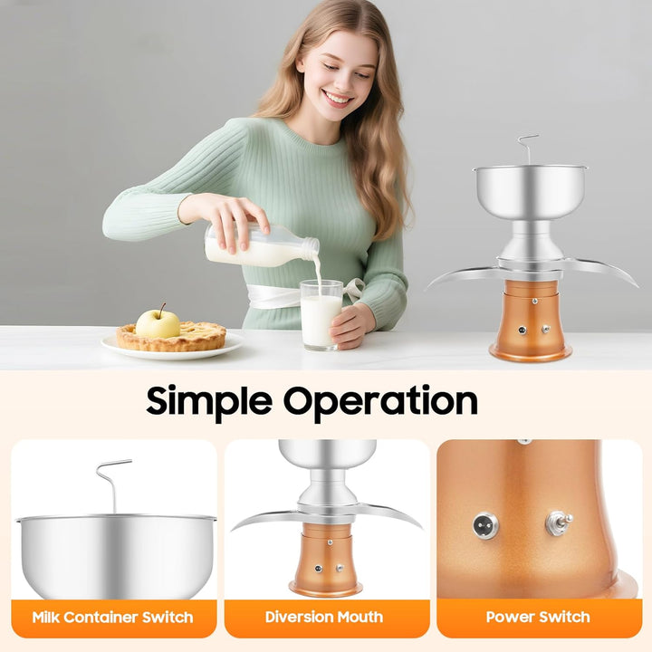 Lightakai Elektrische Milchzentrifuge, 50 L/H Profi Milchseparator Separator Milch Zentrifuge Milchs