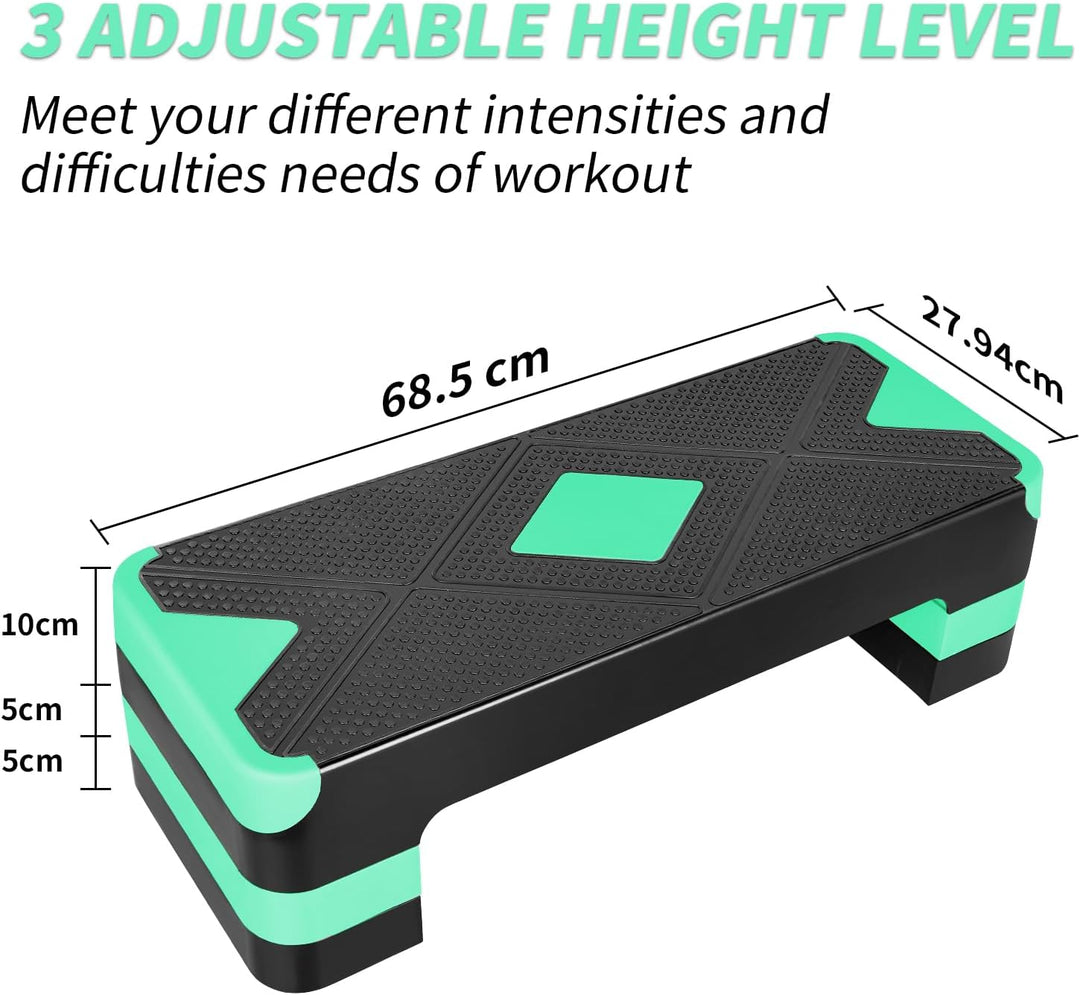 Aerobic Steppbrett Höhenverstellbar Stepper mit 3 Stufen 10/15/20cm, rutschfest Fitness Step-Bench f