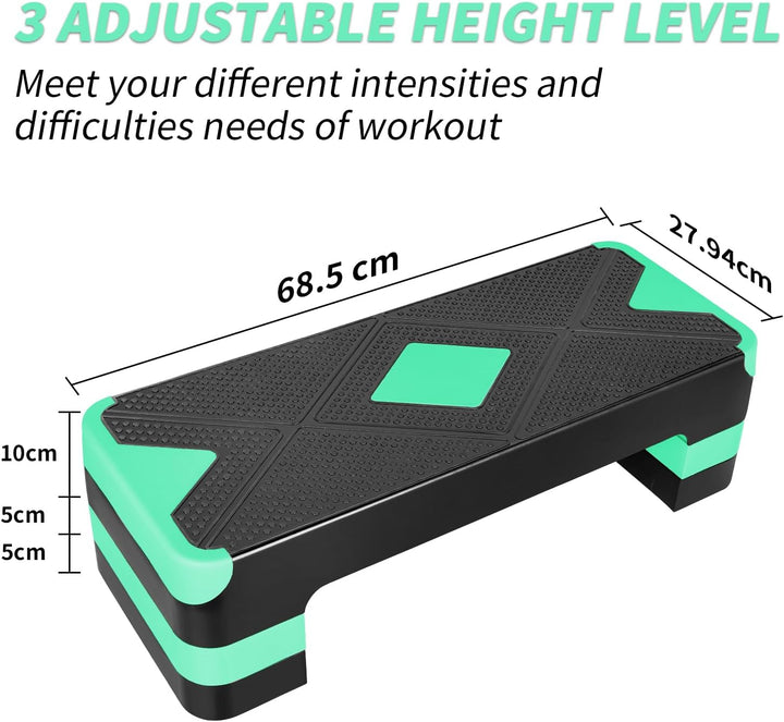 Aerobic Steppbrett Höhenverstellbar Stepper mit 3 Stufen 10/15/20cm, rutschfest Fitness Step-Bench f