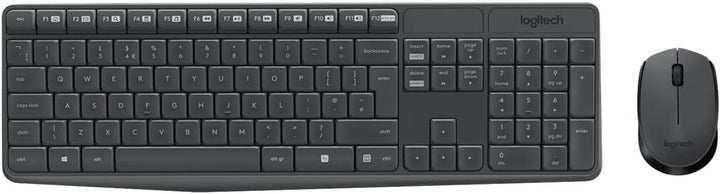 Logitech MK235 Kabelloses Set mit Tastatur und Maus für Windows, US QWERTY-Layout - Grau