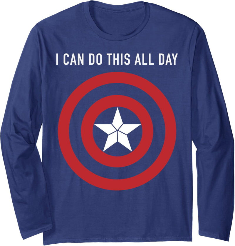 Marvel Captain America I Can Do This All Day Shield Langarmshirt