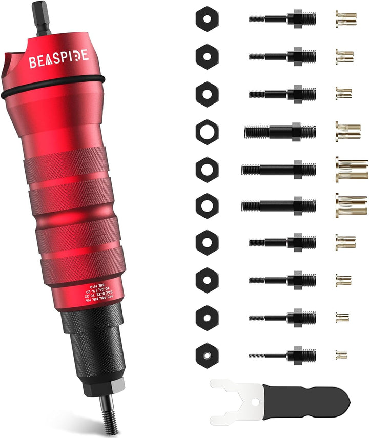 Beaspire Nietmuttern Adapter Kit für Elektrische Bohrmaschine, Profi Akkubohrer/Treiber Niet-Adapter