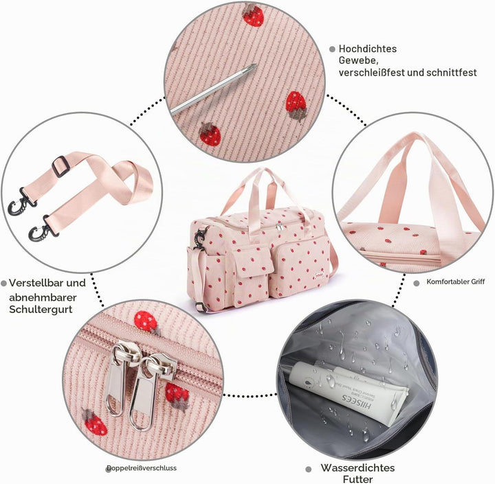 Ghope Sporttasche Reisetasche Mädchen Damen mit Schuhfach und Nassfach, Schwimmtasche Badetasche Tee