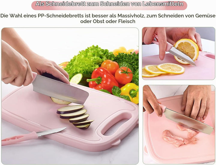 Multifunktions-Schneidebrett, 9 in 1 Faltbares Schneidebrett, Schneidebrett Set mit Gemüseschneider,
