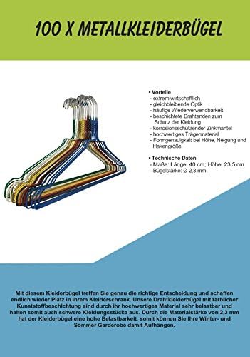Drahtbügel Kleiderbügel aus Metall 100 Stück Bunt gemischt Metallkleiderbügel Set Drahtkleiderbügel