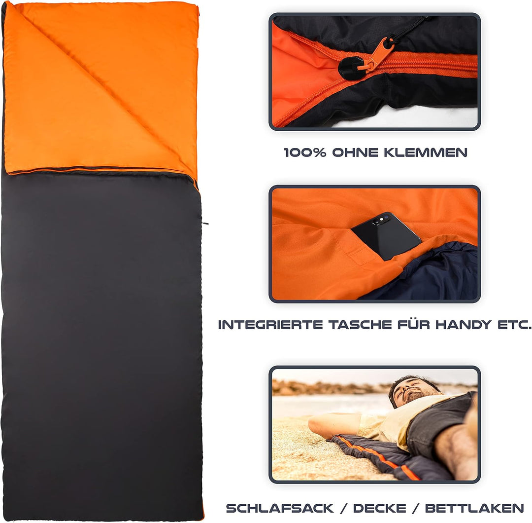 MOUNTREX Schlafsack - Sommer Deckenschlafsack, Ultraleicht Kleines Packmass | Outdoor Sommerschlafsa