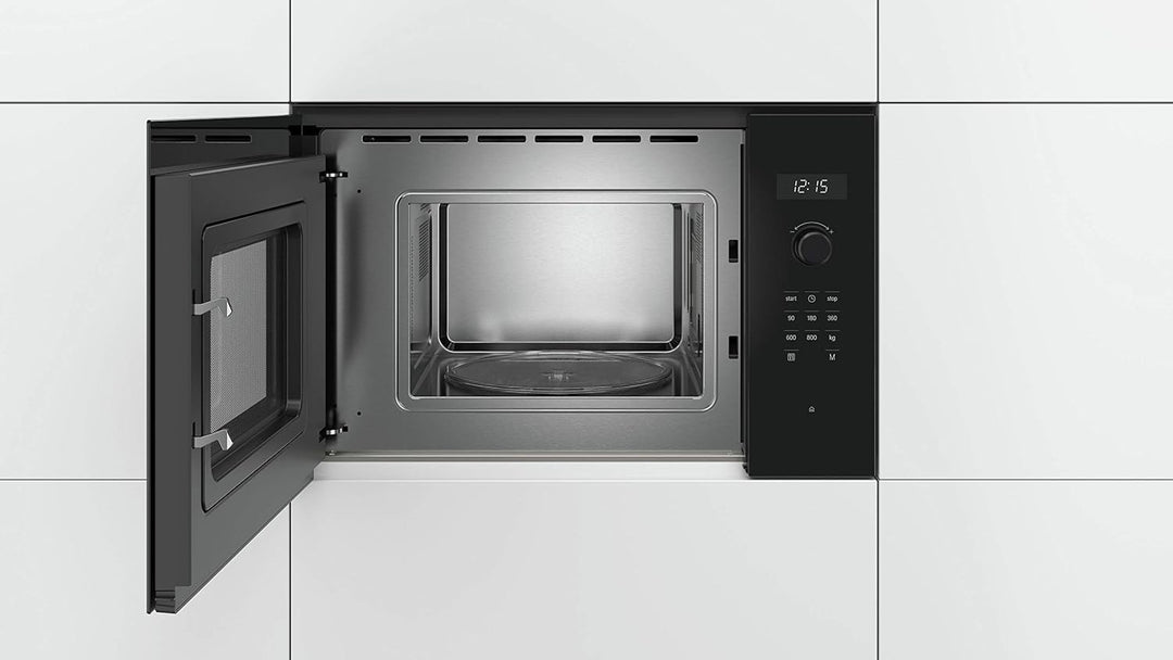 Bosch BFL524MB0 Serie 6 Einbau-Mikrowelle, 38 x 60 cm, 800 W, Drehteller 25,5cm, Türanschlag Links,