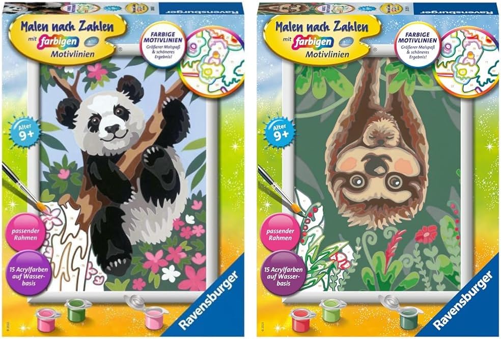 Ravensburger Malen nach Zahlen 20161 - Süsser Pandabär Kinder ab 9 Jahren & Malen nach Zahlen 20295