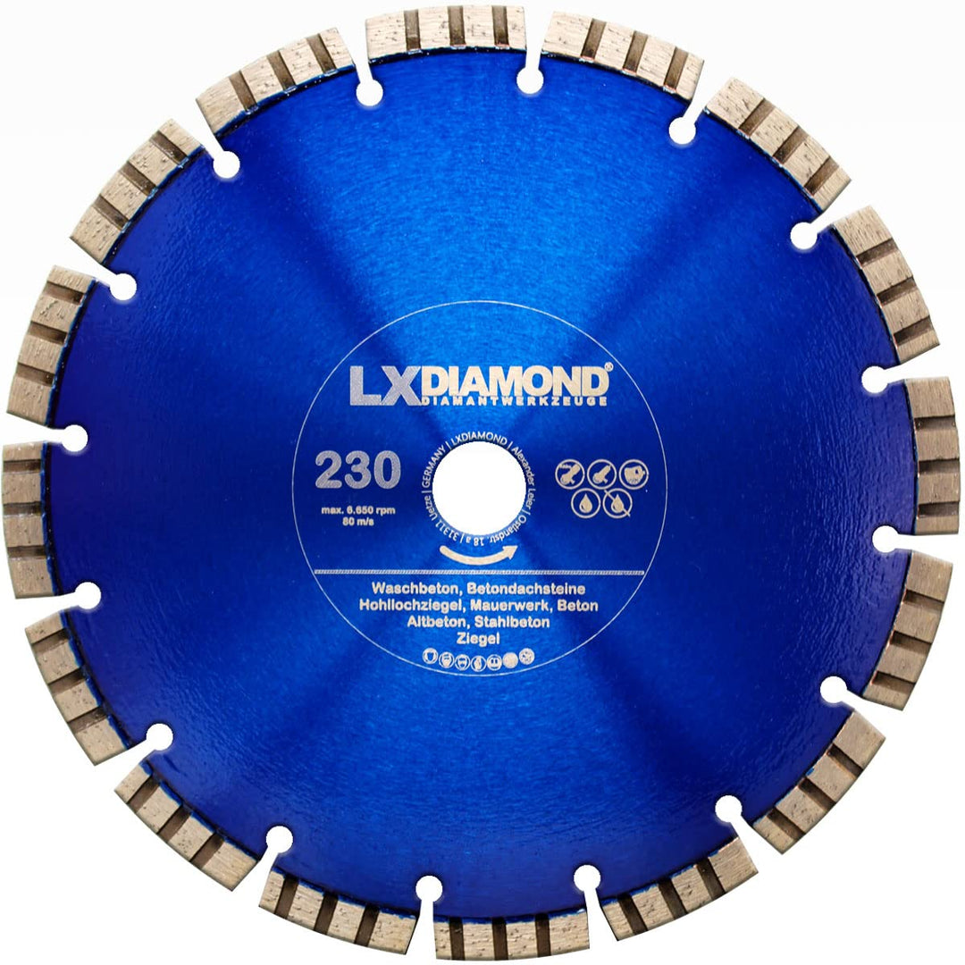 LXDIAMOND Diamant-Trennscheibe 230mm x 22,23mm Diamantscheibe für Stein Beton Stahlbeton Mauerwerk W