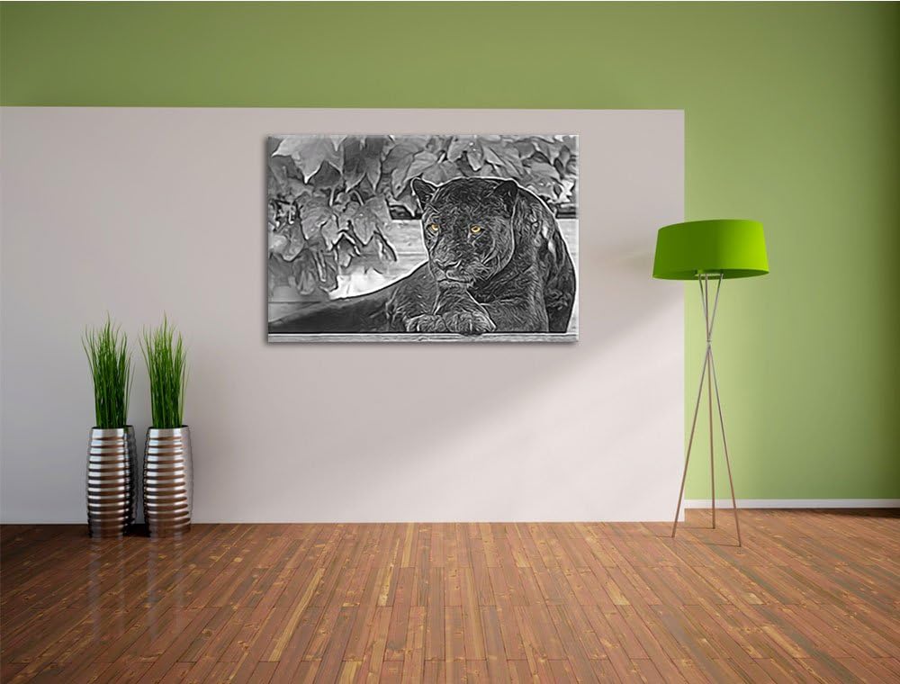 schöner schwarzer Panther schwarz/weiss Deluxe Format: 100x70 cm auf Leinwand, XXL riesige Bilder fe