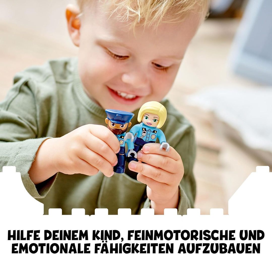 LEGO 10959 DUPLO Polizeistation mit Hubschrauber, Polizeiauto und Steine, Polizei-Spielzeug für Klei
