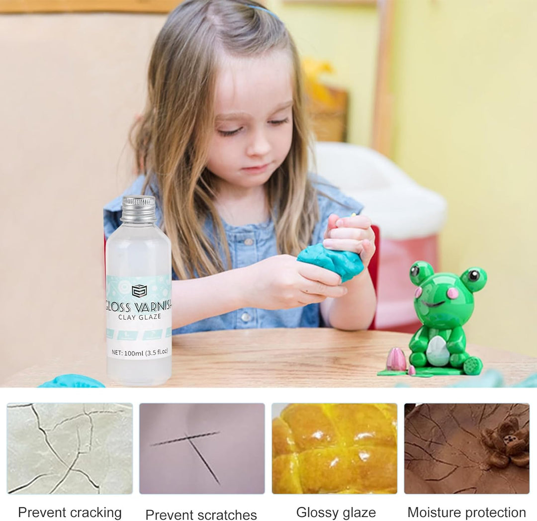 Air Dry Clay Glaze,Glasur für Ton Lufttrocknend,100ML Lufttrocknender Tonlack,Varnish für Selbsttroc
